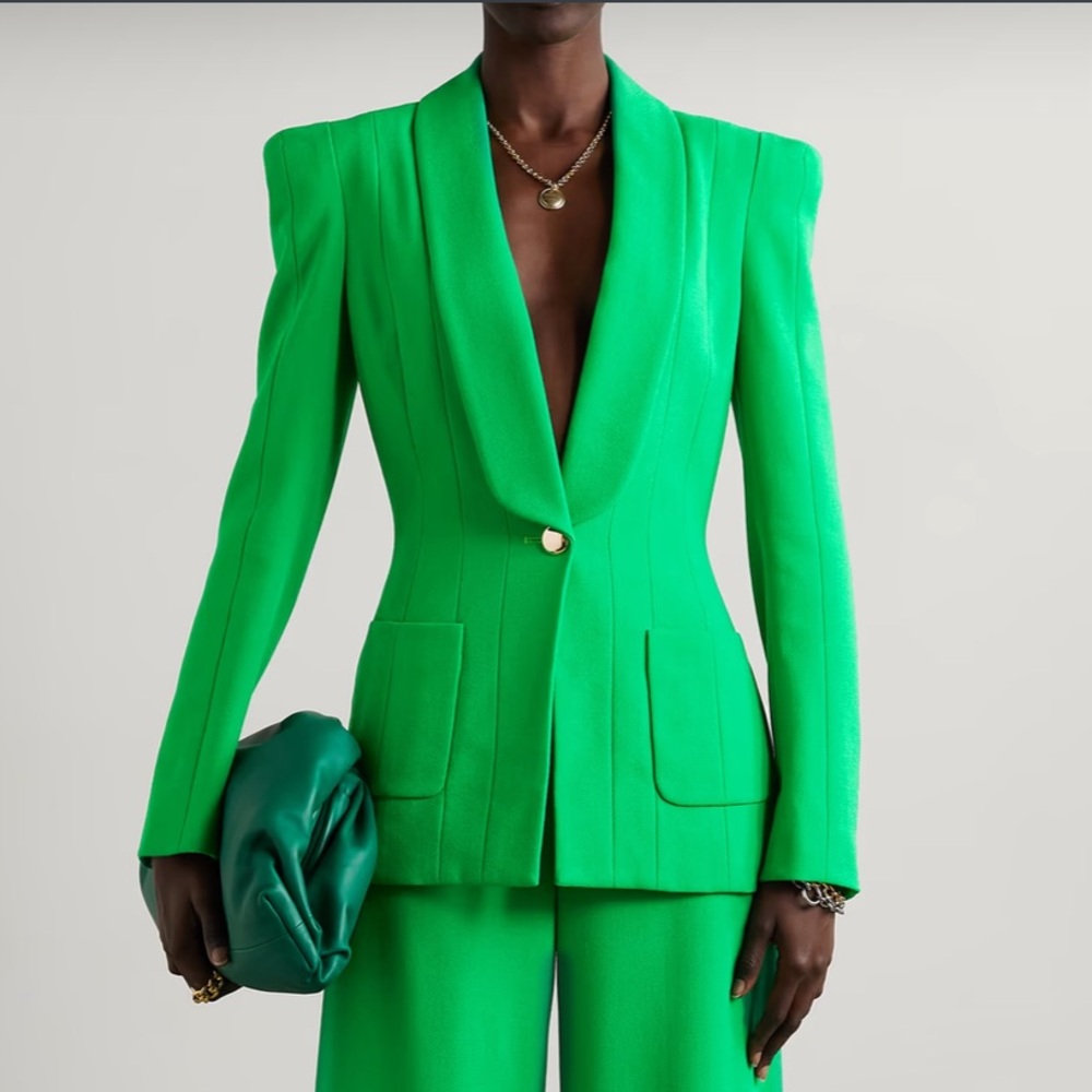 SERGIO HUDSON Stretch-wool crepe Bottega Green blazer and Skirt Suit Set